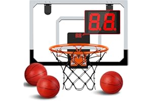 YIFUHH Indoor Mini Basketball Hoop for Kids and Adults - Over The Door Basketball Hoop with Balls, Mini Hoop for Door Wall Office Bedroom, Basketball Toys for Boys Girls Teens