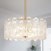 ElegLumi 4-Lights Luxury Glass Chandelier, Mid-Century Modern Style for Dining Room, Living Room, Bedroom, D16.5'' × H10.6'',
