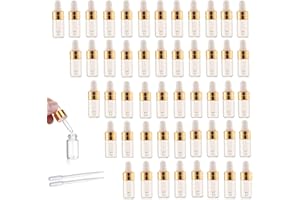 50pcs Clear Glass Dropper Bottles Mini Essential Oil Vials with Glass Eye Dropper Empty Cosmetic Lotion Sample Bottles Refill