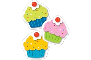 CARSON DELLOSA EDUCATION Carson Dellosa 36 Cardstock Colorful Cupcakes Cutouts, Birthday Bulletin Board Decorations, Cupcake Cutouts for Bulletin Boards, Birthday Cupcake Cutouts for Birthdays, Happy Birthday Classroom Décor