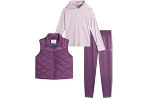 AEROPOSTALE Girls Joggers Set - 3 Piece Puffer Vest, Pullover Hoodie and Cargo Jogger Sweatpants for Girls (Sizes: 4-16)