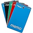 Mead Wirebound Memo Book, 3” x 5”, College Ruled, 120 Pages/60 Sheets, Assorted Colour Covers, Pack of 5, (45428)