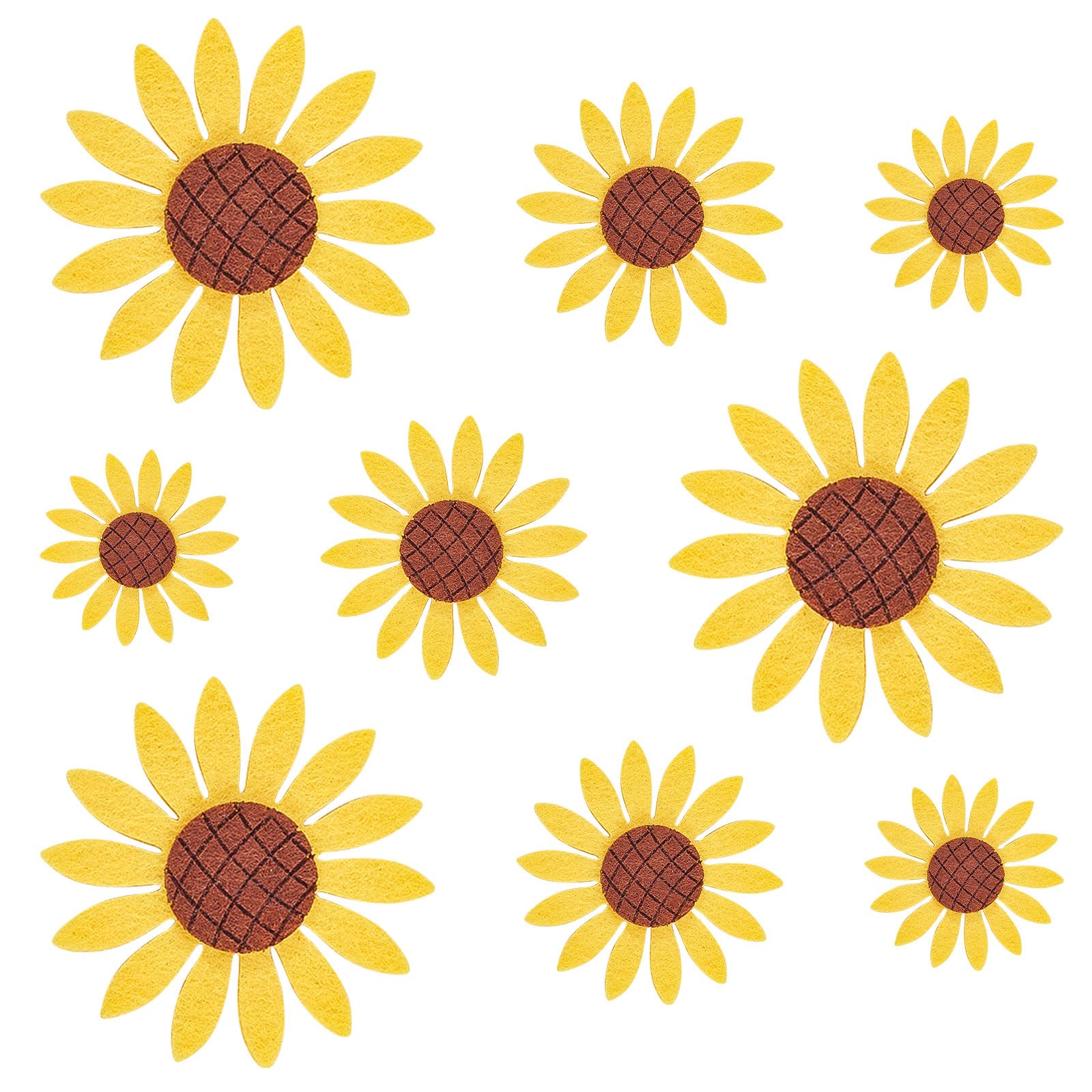 WANDIC Felt Sunflower Applique Patches, 3 Sizes 90 Pcs Felt Flower Accessories for DIY Scrapbooking Craft Making Clothes Sewing Handcraft Decoration