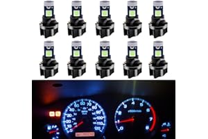 WLJH 10 Pack Ice Blue Canbus T5 Led Bulb 2721 37 74 Wedge Lamp PC74 Twist Sockets Dash Dashboard Lights Instrument Panel Cluster Leds Replacement