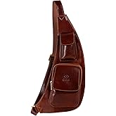 Time Resistance Leather Sling Bag - Crossbody Bag - Messenger Bag for Men and Women - Handmade Shoulder Bag Backpack