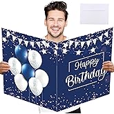 SULICRE Jumbo Birthday Card with Envelope, 22 x 14 Inch Extra Large Greeting Card for Women Men Boss, Happy Birthday Giant Guest Book, Oversize Birthday Party Signs Decorations Supplies