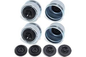 GREPSPUD 4pcs 1.98'' Trailer Hub Dust Caps for 2000 3500 lb Boat RV Trailer | Spindle Bearing Grease Covers with Extra Rubber Plugs, Galvanized Dust Cups, Anti Rust, for Dexter EZ Lube Utility Trailers