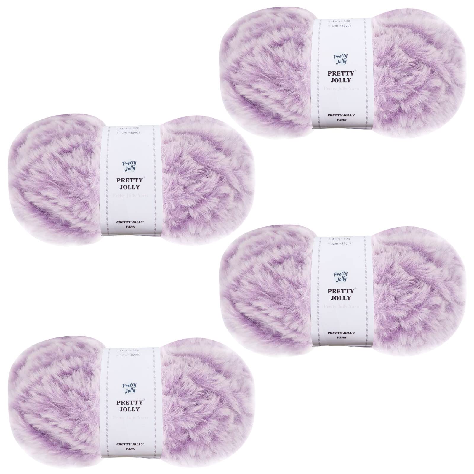 Pretty Jolly 4 Skeins Faux Fur Super Soft Chunky Yarn - Fluffy for Crochet Knitting Eyelash Polyester (Purple) — image 1