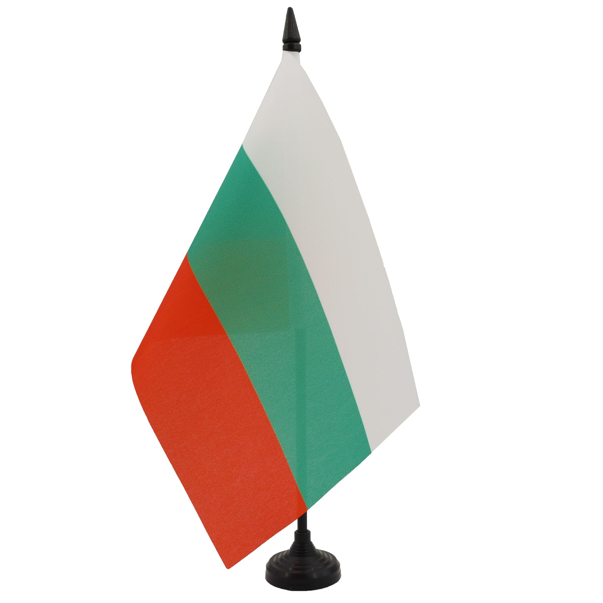 AZ FLAG Bulgaria Table Flag 5'' x 8'' - Bulgarian Office Decoration 100% Polyester 21 x 14 cm - Mini Desk Flag with Pole and Black Plastic Base