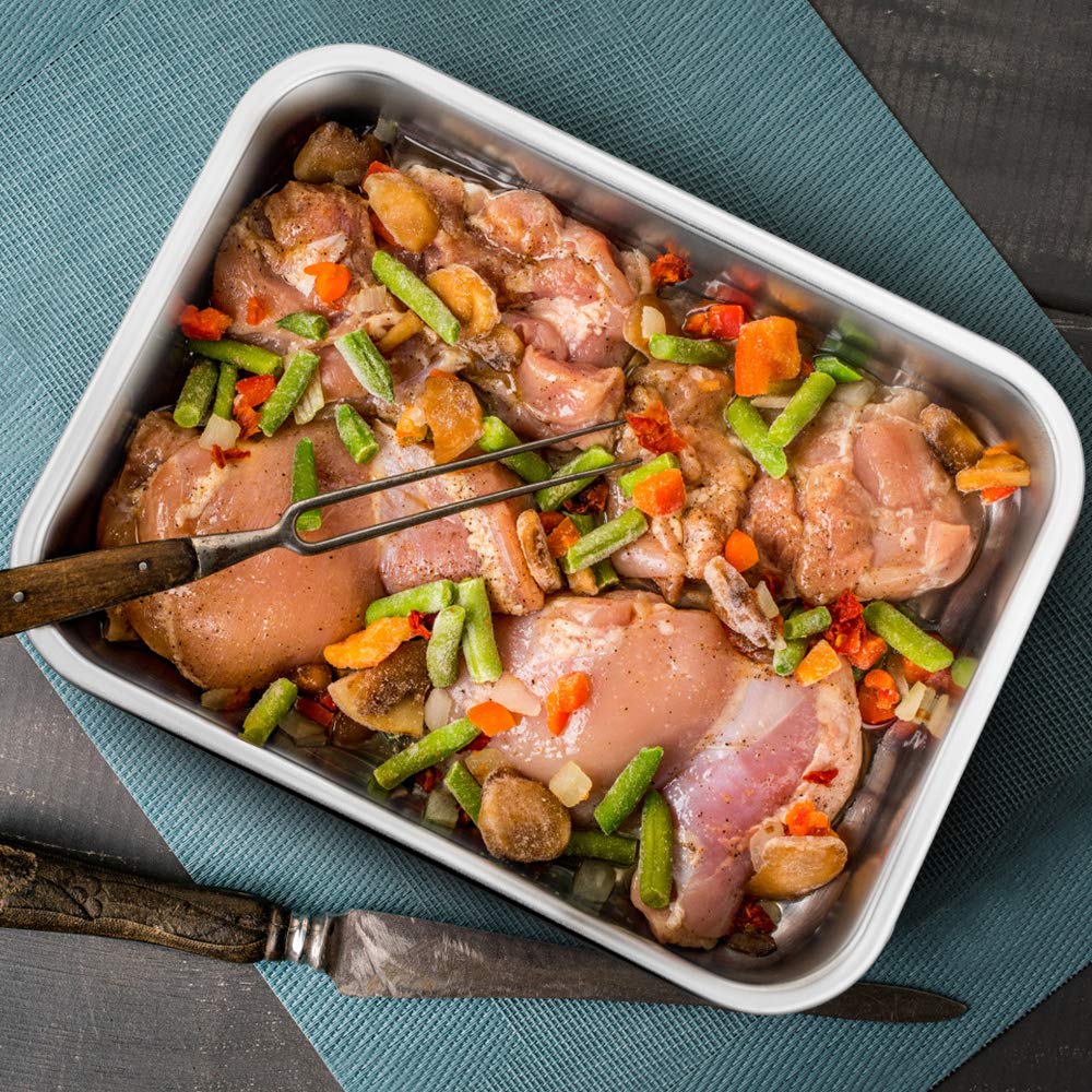 P&P CHEF Lasagna Pan Set, Stainless Steel Rectangular Baking Pan for Brownie/Cake/Meat, Non-Toxic & Heavy Duty, Deep Side & Rolled Rim, Brushed Surface & Dishwasher Safe, 12.7