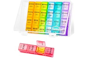 MOSSIME XL Large Weekly Pill Organizer 4 Times a Day, 7-Day Pill Boxes AM PM, Big Compartments Pill Case, Monthly Medication Organizer 28 Days Dispenser for Fish Oils, Vitamin Holder Supplement