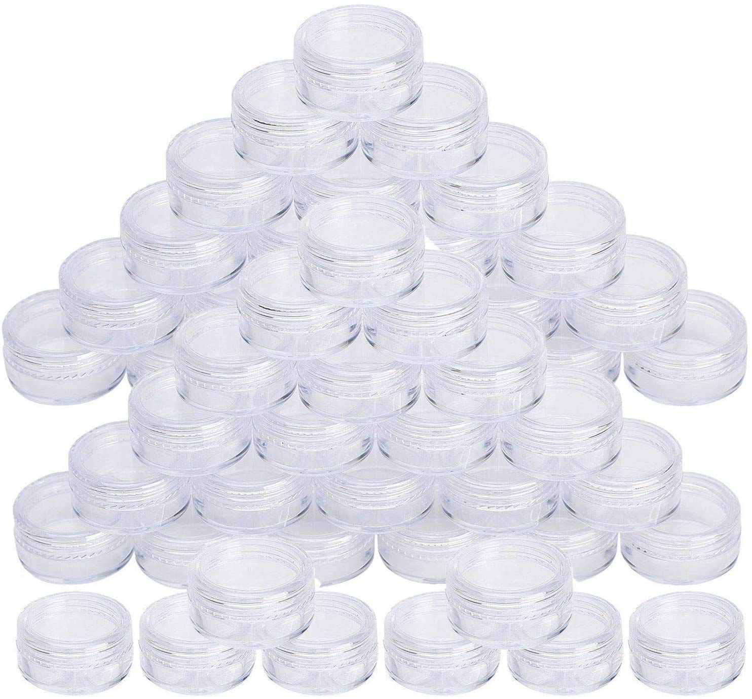 ProLeo Cosmetic Tins Pack of 100 Travel Sample Containers 5 g Nail Art Jars with Screw Cap for Cosmetics, Lip Balm, Cream Ointments Powder, Jewellery (White)