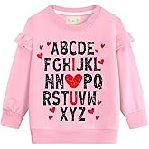 Little Hand Toddler Girls Valentines Sweatshirts Sweet Love Heart Shirt Long Sleeve Dinosaur Kids Pullover Clothes 2-7 Years