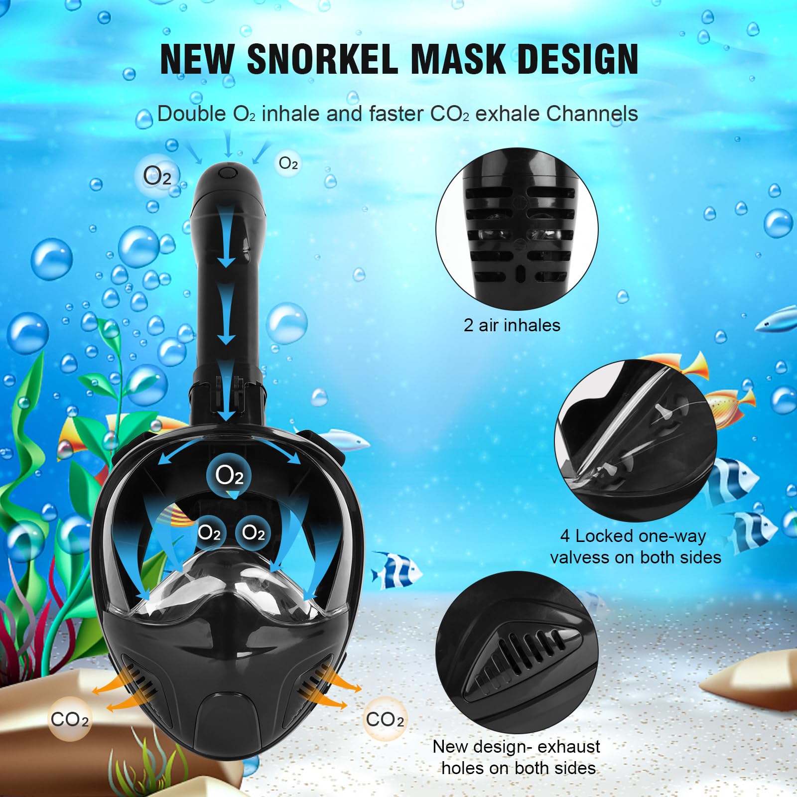 Mua Snorkel Mask Full Face, Snorkeling Gear for Adults with Latest ...