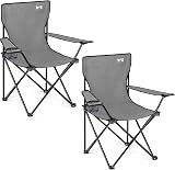 Trail Folding Camping Chair 2 Pack Grey Lightweight Seat 100kg Carry Bag