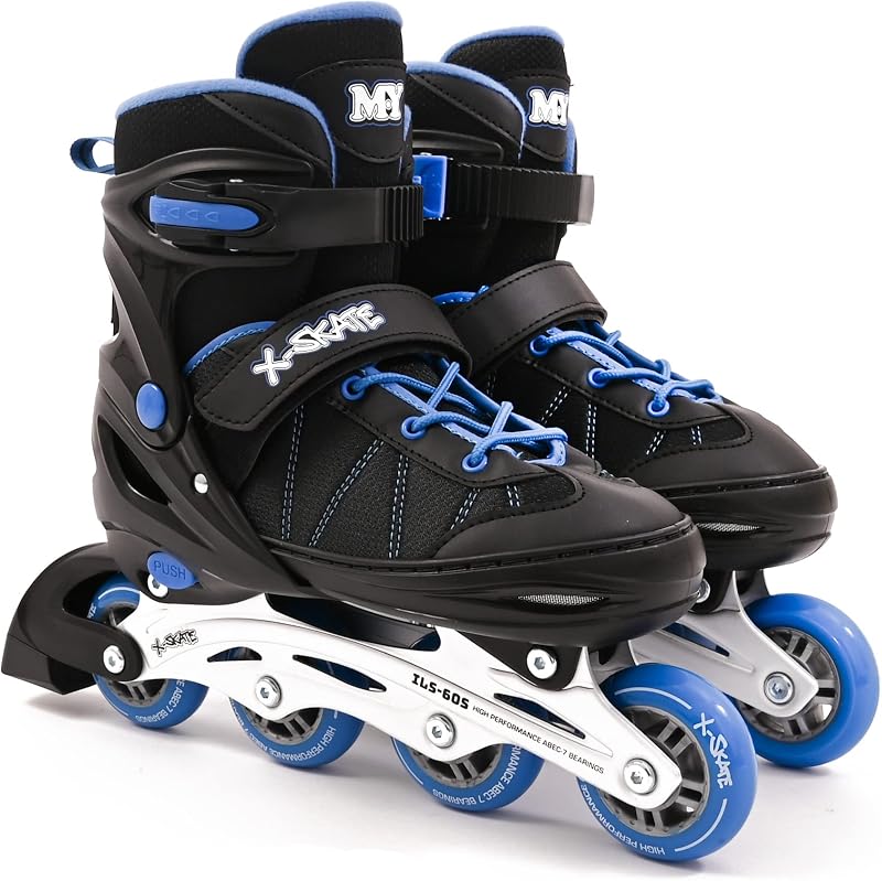 M.Y X-Skate Adjustable Blue Inline Skates Kids Middle EU 30-42
