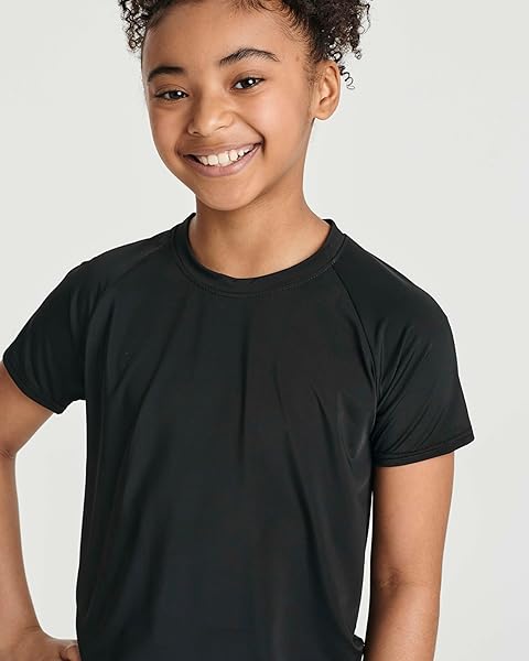 5 PACK GIRLS SHORT SLEEVE RASHGUARD SWIM SUIT WEAR RASH GUARD TOP NEON SHIRTS SURF RASHGUARD KIDS SHIRT SUN ATHLETIC NIÑOS, 8-10