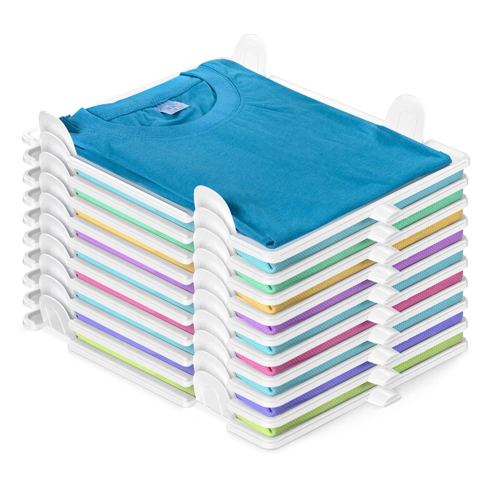 Photo 1 of Accenter Tshirt Organizer for Clothes Storage, Stackable Closet Organizer with Easy Access, Shirt Folder Board, Sturdy and Durable, Clothes Folder 10-Pack