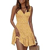 JOCAFIYE Summer Dresses for Women 2026 Cute Ruffle Cap Sleeve V-Neck Flowy Swing Mini Dress Sundress