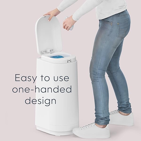 DIAPER GENIE ESSENCE PAIL, WHITE WITH 18 EASY ROLL REFILL BAGS