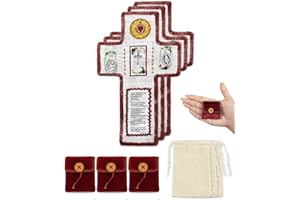 Onism 3Pcs Prayer Quilt with Cross Inside,Mini Handcrafted Pocket devotional,Portable Pocket Shrine Catholic, Christian Gifts for Catholic Women(Small,Spanish)