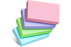 MSKKSM Colored Index Cards 3x5 Inch - 200 Pack, Ruled Index Flash Cards for Studying, 180GSM Lined Index Note Cards 3x5 Index Cards, Colored Flashcards 3 x 5 Notecards Lined Study Card for Office and School