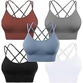 Evercute Cross Back Sport Bras Padded Strappy Criss Cross Cropped Bras for Yoga Workout Fitness Low Impact