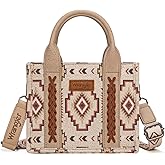 Wrangler Mini Aztec Tote Bag for Women Boho Small Top Handle Purse with Adjustable Strap