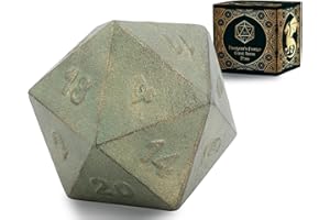 Comfify Cast Iron D20 Dice - Large, Heavy Metal 20-Sided Die for DND, RPG & Decor - Weathered Silver Finish, Gift-Ready - Paperweight, Display Piece, Collector’s Item - Antique Silver