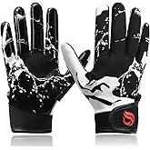 Goporoy Youth Football Gloves for Kids Excellent Grip Football Receiver Gloves