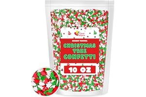 A GREAT SURPRISE Christmas Sprinkles - 10 oz - Holiday Tree Sprinkles - Red, Green & White Sprinkles for Cookie Decorating - Bulk Christmas Jimmies for Gingerbread Cookies, Baking, Cupcakes