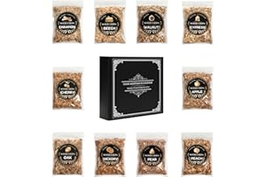 FourHare Wood Chips for Whiskey Smoker,10Pcs Cocktail Smoker Wood Chip- Cinnamon, Ginger, Apple, Beech, Pear, Cherry, Oak, Walnut, Hickory, Mesquite, Peach, for Whiskey Lover, Bourbon, Home Bar