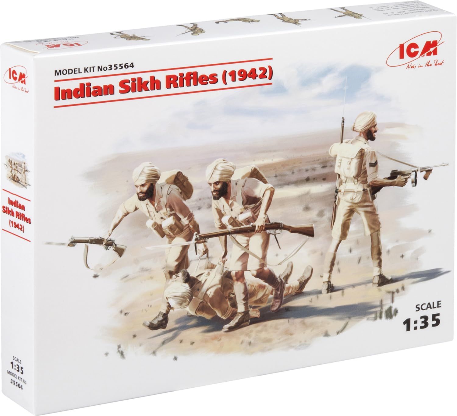 ICM ICM35564 1:35-Indian Sikh Rifles (1944) 4 Figs, black