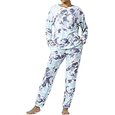 HUE womens Long Sleeve Tee and Jogger Pant 2 Piece Pajama Set