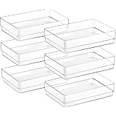 SMARTAKE 6 PCS Clear Plastic Kitchen Large Size Drawer Organizers Set | Non-Slip Desk Drawer Organizer, Bathroom Vanity Drawer Organizer Trays for Makeup, Bedroom, Office, Kitchen Utensils