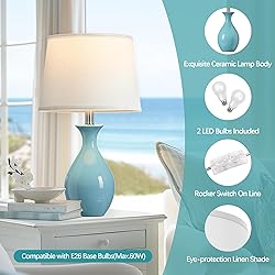 PARTPHONER Table Lamp Set of 2, Modern Ceramic