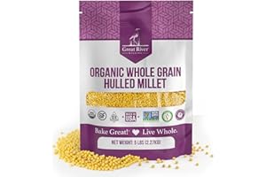 Great River Milling Organic Hulled Millet | Whole Grain Ancient Grain | Gluten-Free, High-Fiber Superfood | Non-GMO, Kosher Certified | Ideal for Salads, Porridge & Baking | 5 Lb