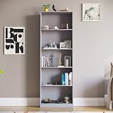 Vida Designs Cambridge 5 Tier Extra Large Bookcase Grey Wood Shelving view 2