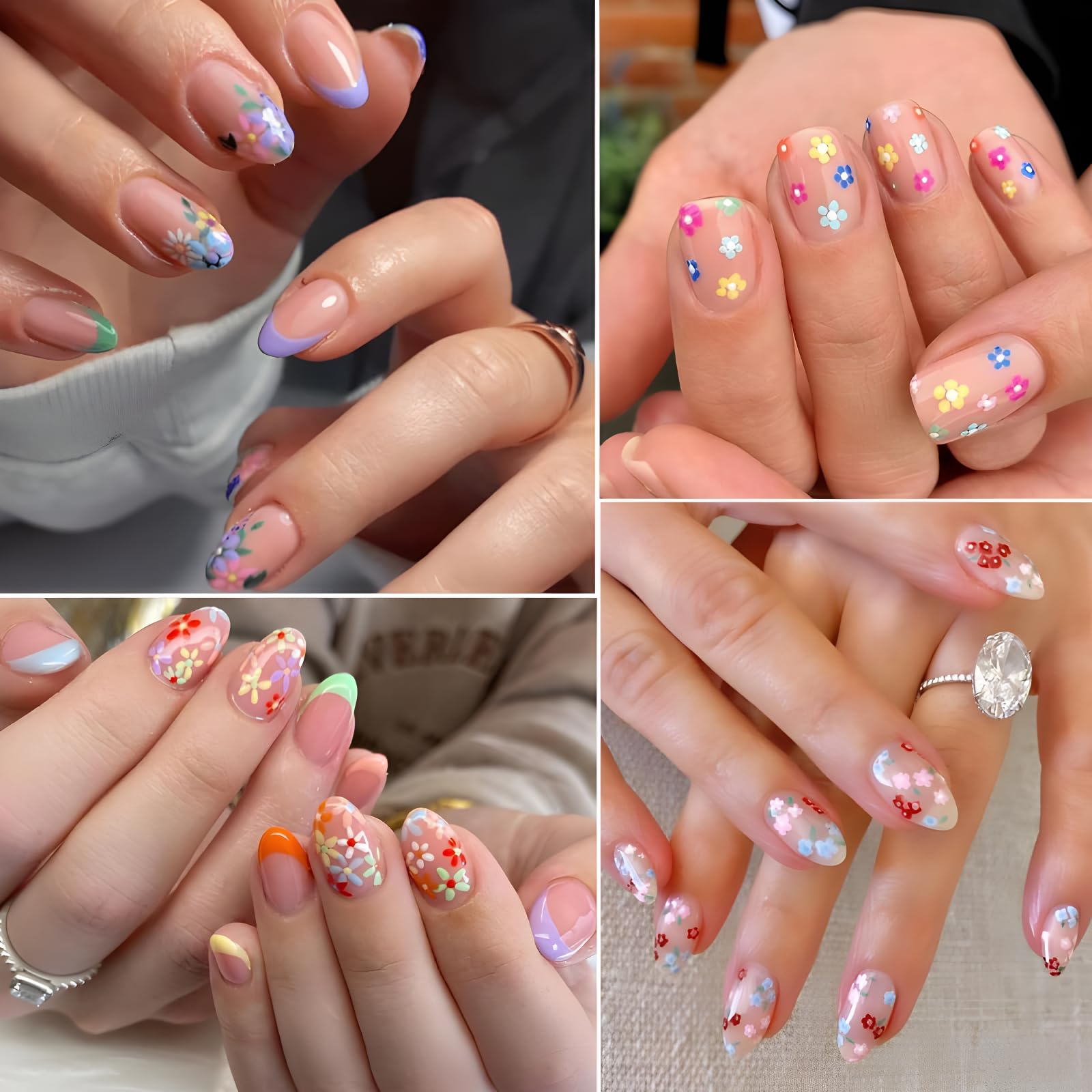 30 Sheets Flower Nail Art Stickers Decals Colorful Flower Nail Stickers 3D Self Adhesive Cute Daisy Floral Nail Decals Heart Nail Supplies Nail Art Design Decoration Accessories for Women and Girls - Image 5