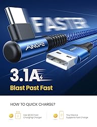 AINOPE USB C Cable Right Angle 3.1A Fast Charging