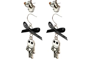 LUV HER The Nightmare Before Christmas Jewelry Hypoallergenic Earrings for Girls, Stud Earrings & Fishhook Earring Sets with Charms One Size Fits All Gifts Age 4+