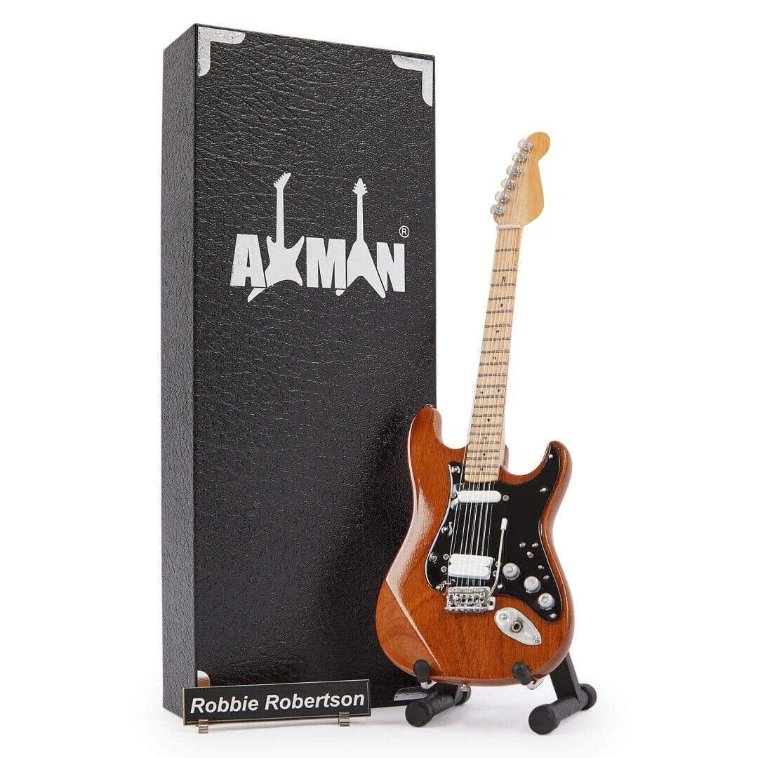 Robbie Robertson (The Band): Miniature Guitar Replica - Music Gifts - Handmade Ornamental 1/4 Scale - Includes a Display Box, Name Tag and Miniature Stand