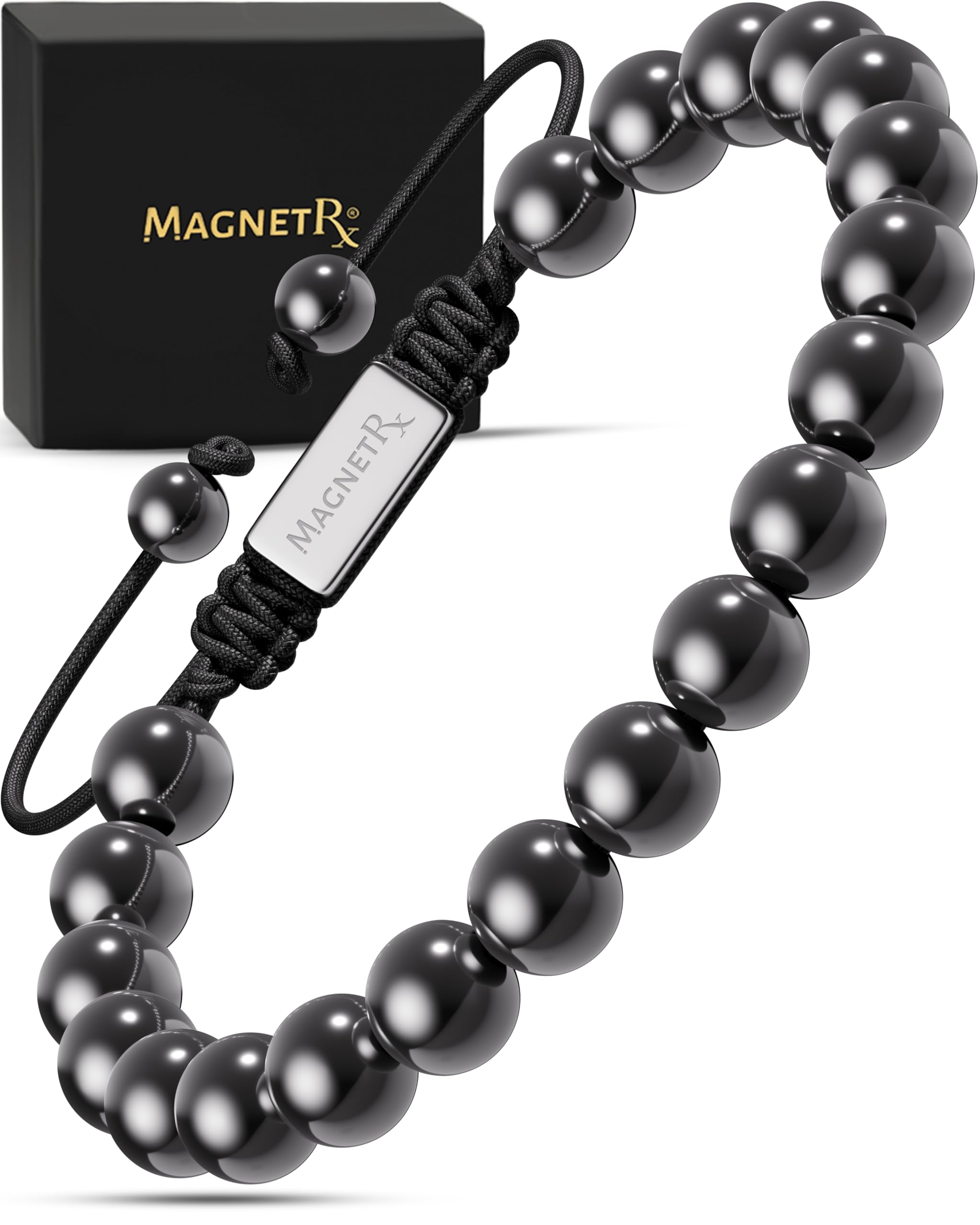 MagnetRX® Magnetic Hematite Bracelet – MAX Strength Magnet Stones – Beaded Magnetic Bracelets for Men and Women (Classic 8mm Bead)