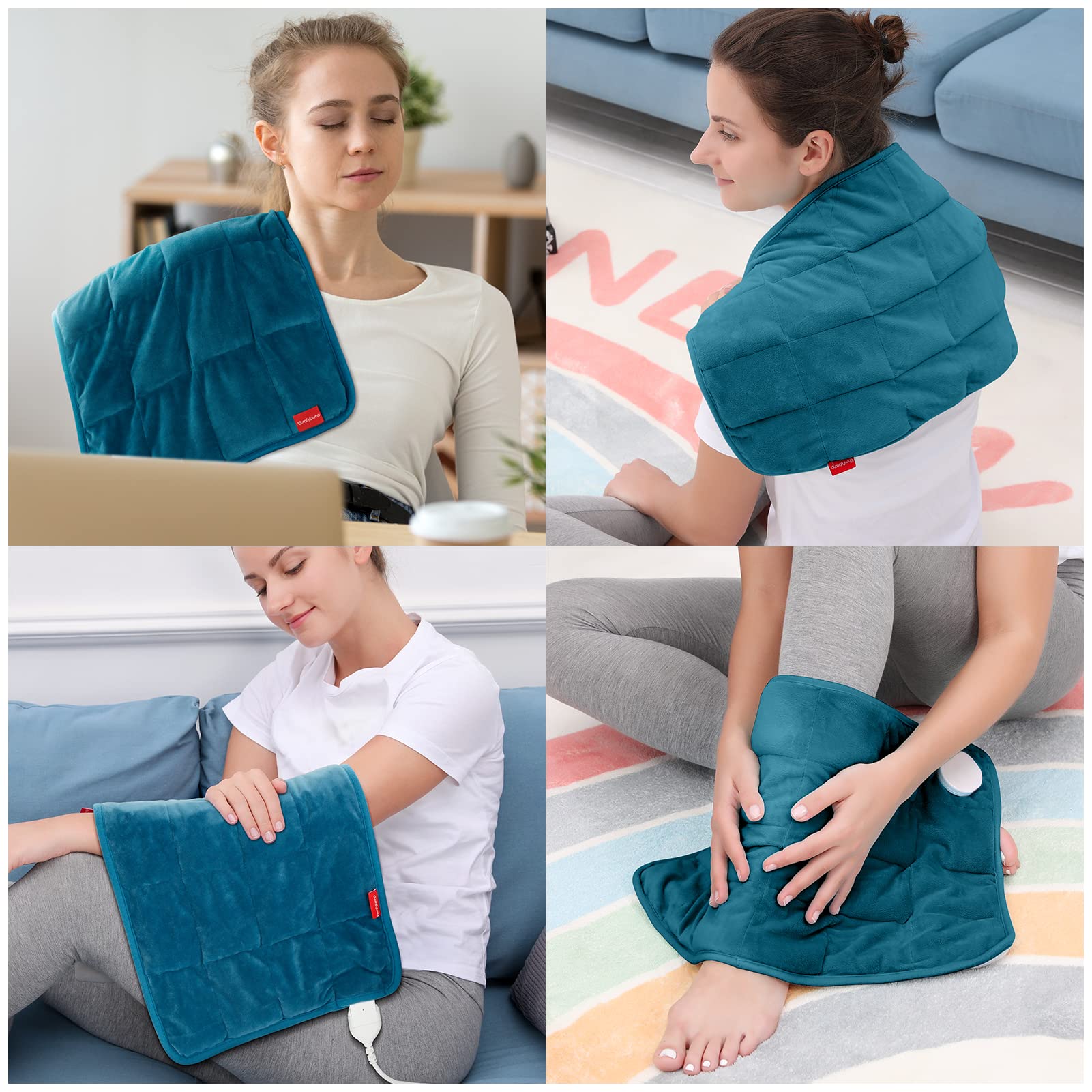 Comfytemp Weighted Heating Pad for Back & Period Cramps, FSA Eligible, Birthday Gifts for Mom Dad Women Men, 2.2lb HSA Electric Heat Pad for Neck Shoulder Pain Relief, 2H Auto-Off Heated Pad, 12x24