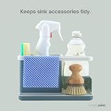 simplywire Sink Tidy/Caddy Kitchen Organizer Teal White Removable Drip Tray view 3