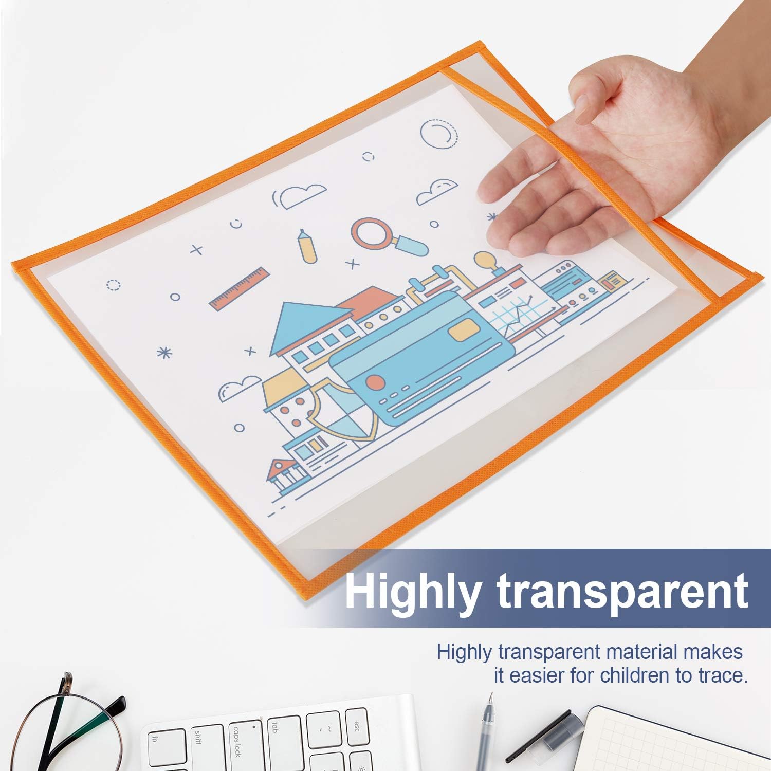 Board2by Reusable Dry Erase Pockets 25 Pack, Clear 10" x 14" Write and Wipe Pockets Sleeves Fits Standard Paper, Plastic Dry Erase Sheet Protectors for Classroom, Teacher and Office Supplies, 5 Colors : Office Products