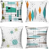 DZGlobal Mid Century Pillow Covers 18 x 18 Set of 4