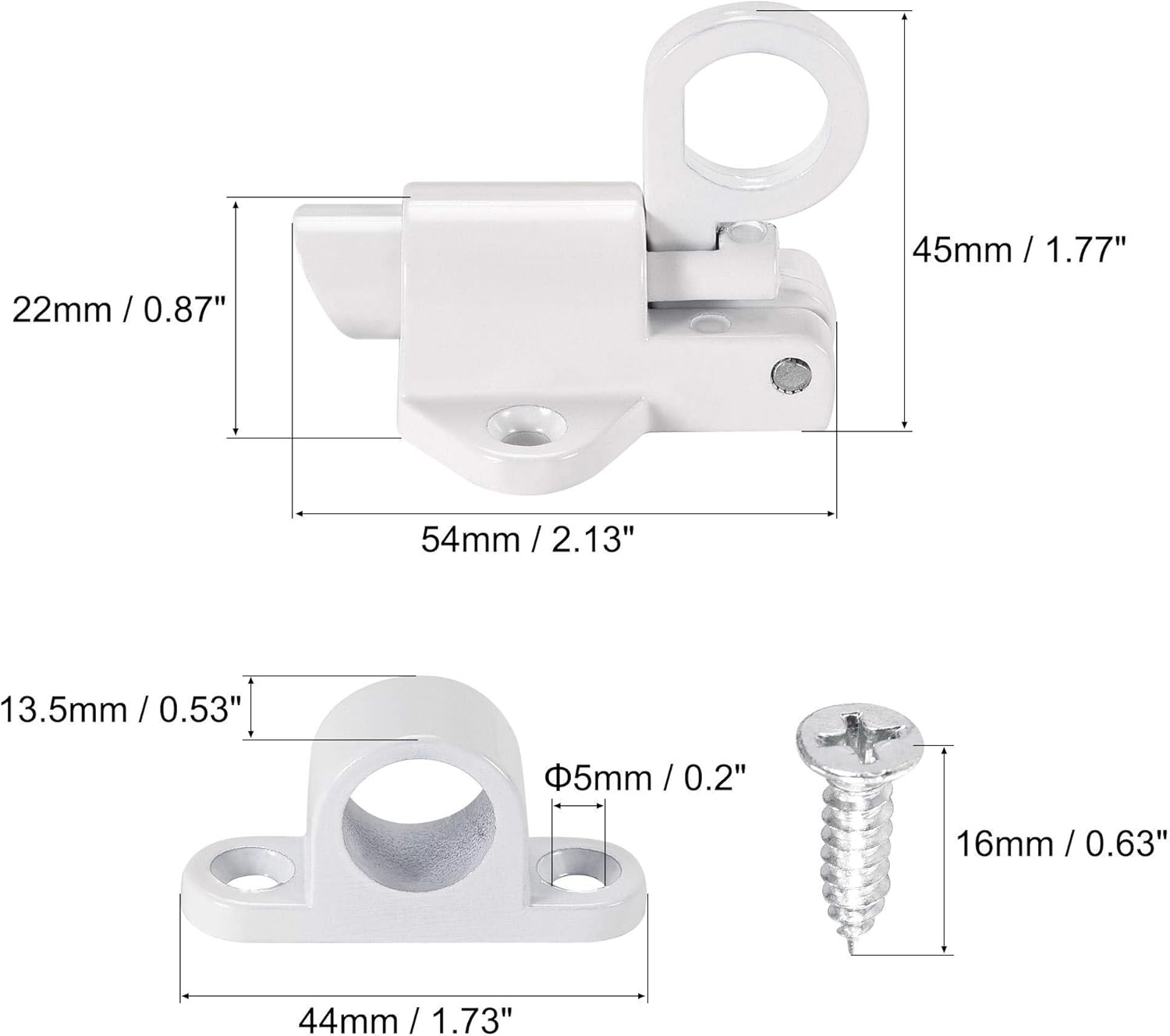 sourcing map Door Spring Bolt Aluminum Alloy Security Automatic Window Gate Latch Bounce Lock White 2pcs - Image 3