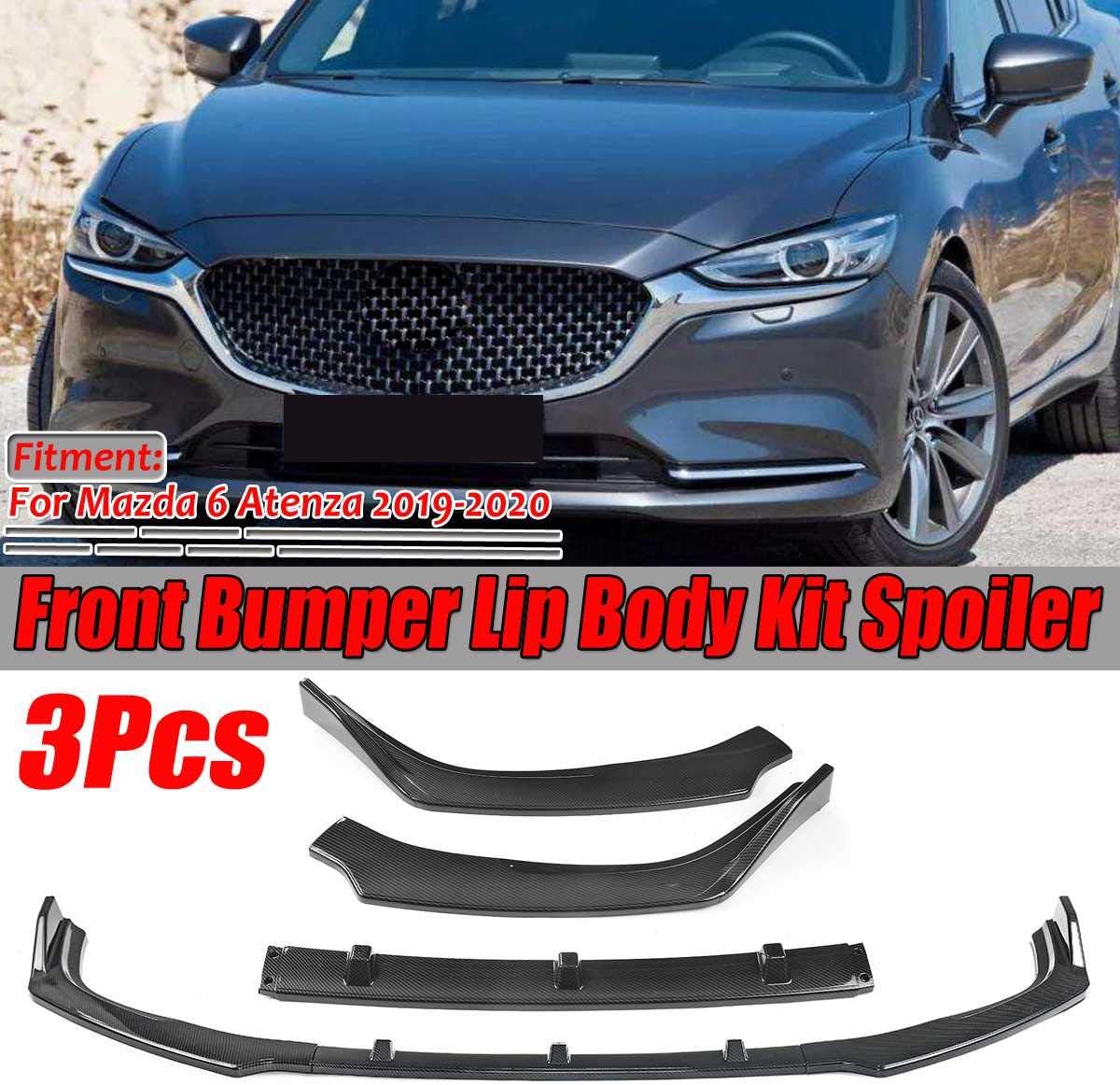 OBCWSG For Mazda 6 Atenza 2019 2020, 3Piece Car Front Bumper Splitter Lip Diffuser Deflector Body Kit Bumper Spoiler Protector Cover