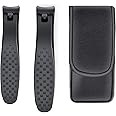 2PCS Professional Nail Clippers Set, Ultra Sharp Sturdy Fingernail and Toenail Clipper, Large & Small Nail Cutter for Thick Nails with leather case, Best Travel and Gift Nail Clipper for Men and Women